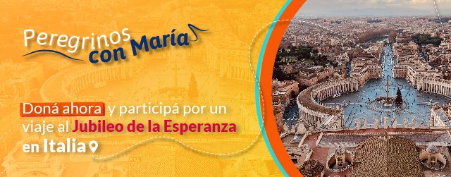 ¡Peregrinamos juntos con María! En el marco del año Jubilar de la esperanza, queremos hacer juntos la experiencia de cruzar la Puerta Santa, viviendo este nuevo tiempo de gracia. Tu donación no sólo nos ayuda a seguir transmitiendo alegría, consuelo y fe, sino que también te da la oportunidad de vivir una experiencia única: un viaje a Italia para el…