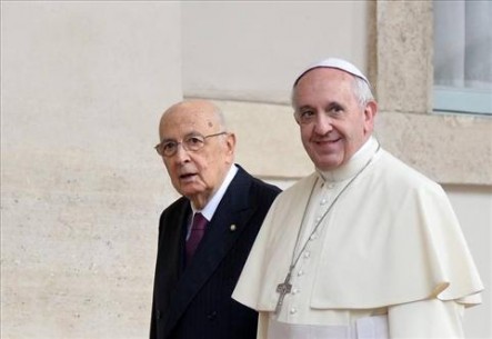 Francisco visitó ayer oficialmente al Presidente italiano, Giorgio Napolitano.
