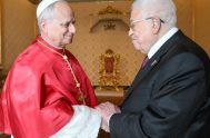 06/11/2025 - El Papa León XIV recibió al Presidente del Estado de Palestina, Mahmoud Abbas, en el Palacio Apostólico Vaticano en un encuentro…